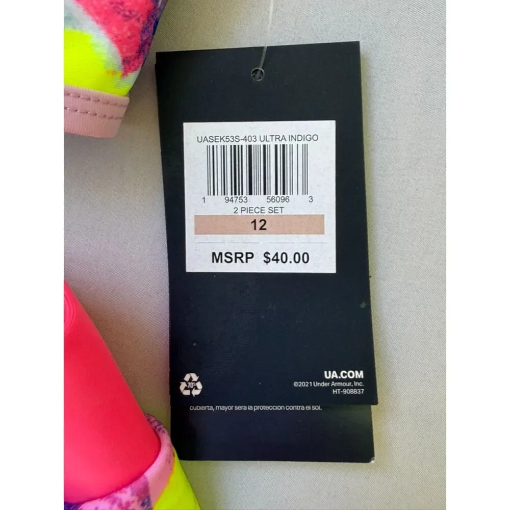 Under Armour Girls 2 Piece Athletic Set Sz.12 NWT Ultra Indigo Shorts Sports Bra